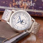 Clone Patek Philippe Perpetual Calendar Watch White Dial Stainless Steel Case